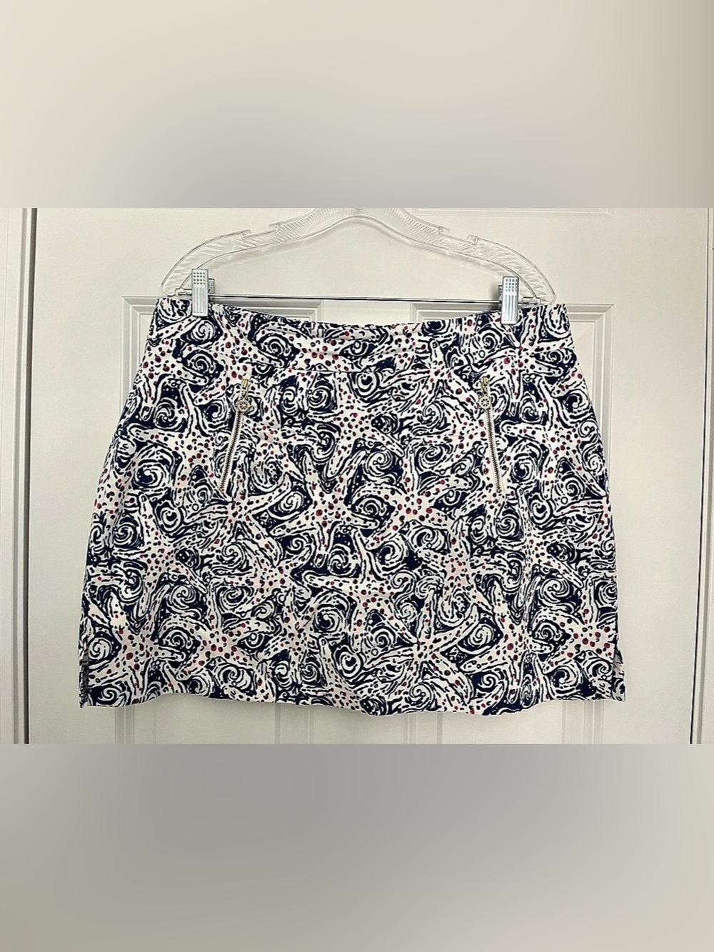 Lilly Pulitzer Nautical Starfish Mini Skirt Skort in White & Blue Size 14